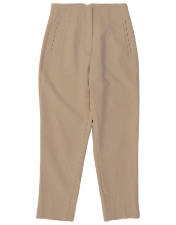 Zara Mens High Waist Tapered Suit Trousers Medium W28 L27 Beige Polyester