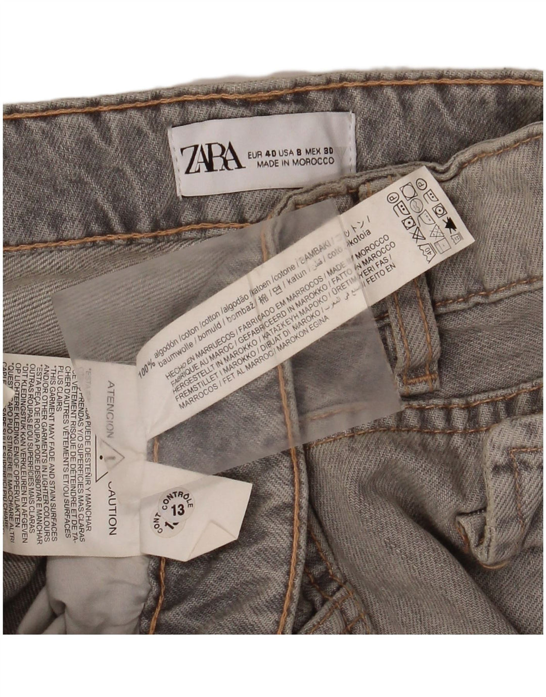ZARA Womens Cargo Wide Leg Jeans EU 40 Medium W30 L34 Grey Cotton
