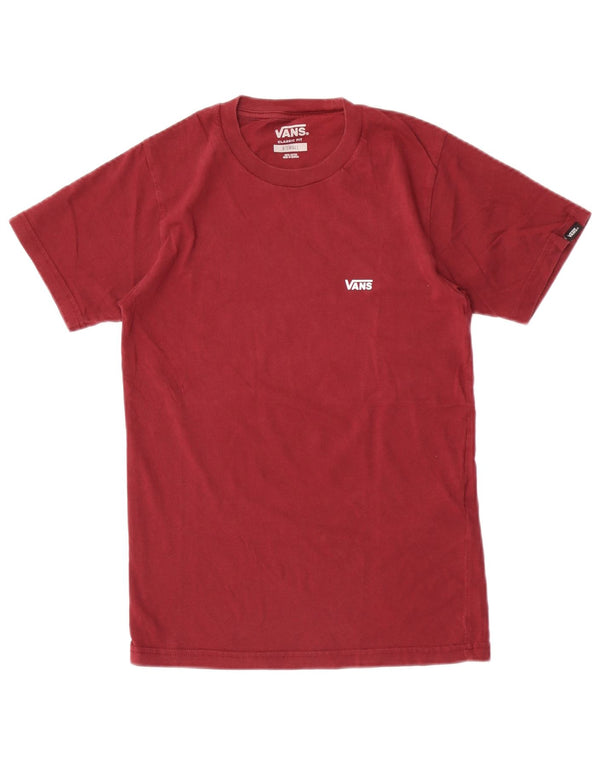 Vans Mens Classic Fit T-Shirt Top XS Maroon Cotton