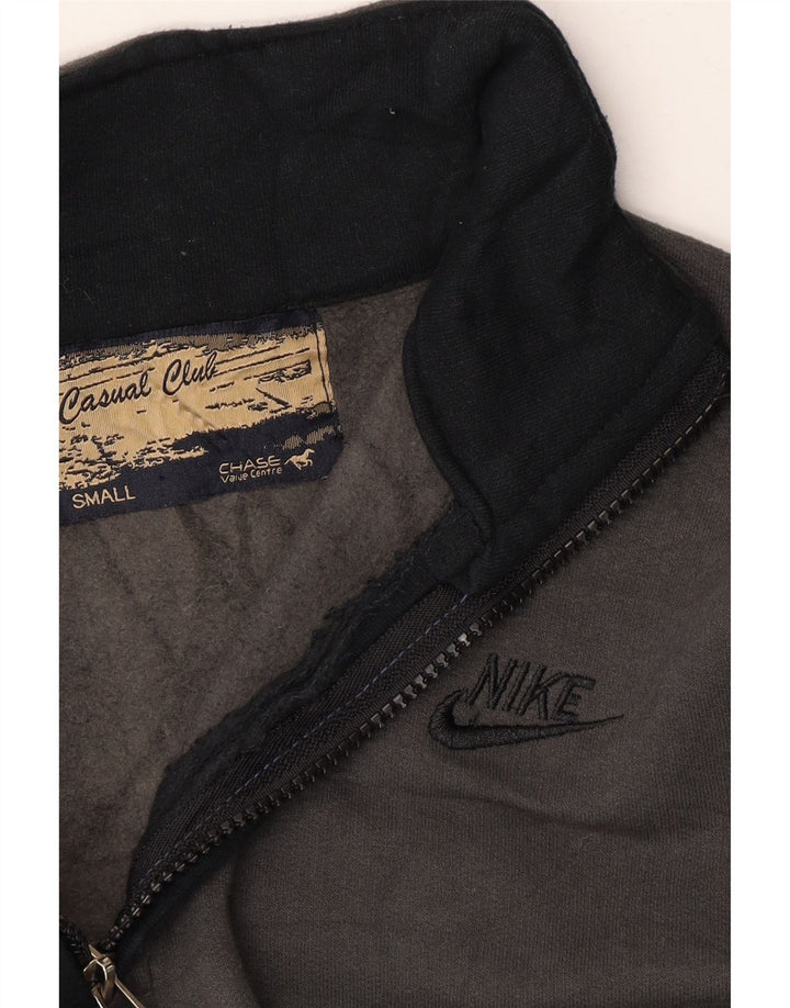 NIKE Mens Zip Neck Sweatshirt Jumper Small Grey Colourblock Vintage Nike and Second-Hand Nike from Messina Hembry 