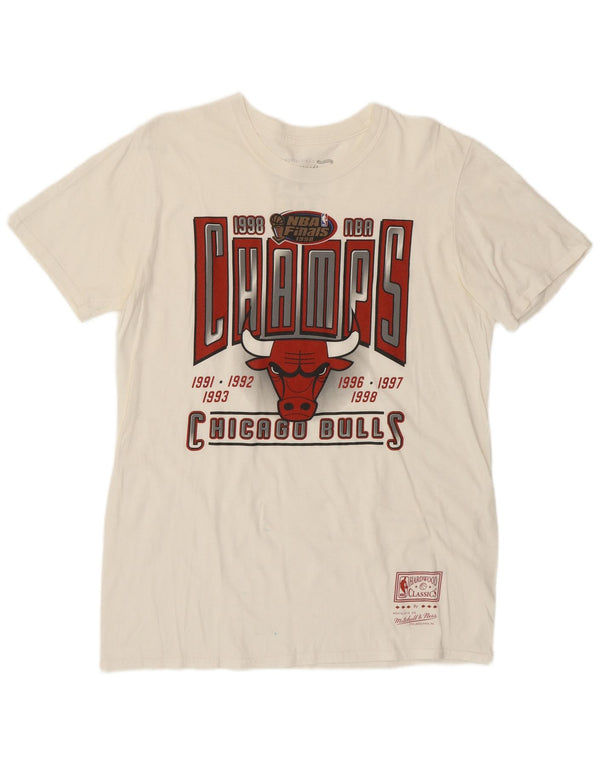 MITCHELL & NESS Mens Chicago Bulls Graphic T-Shirt Top Medium Off White