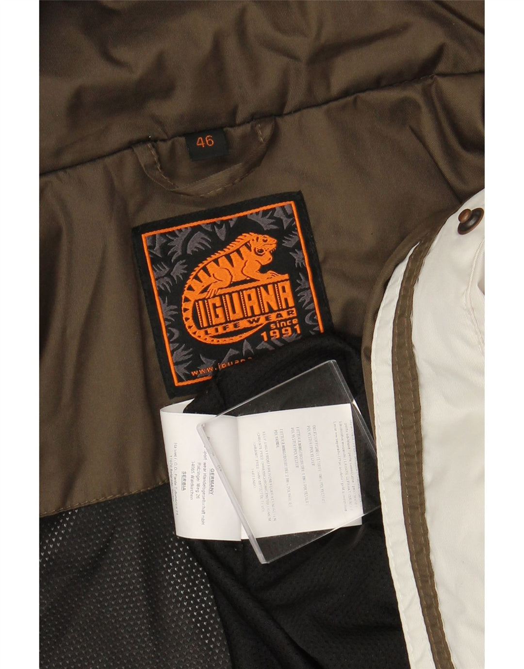 IGUANA Womens Hooded Windbreaker Jacket EU 46 XL White Colourblock