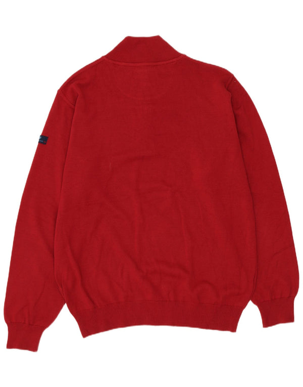 Il Granchio Mens Zip Neck Jumper Sweater Medium Red Argyle/Diamond Cotton