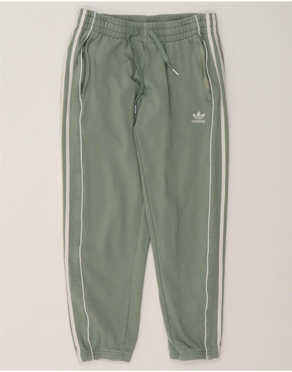 Adidas Womens Tracksuit Trousers Joggers UK 14 Medium Green Cotton