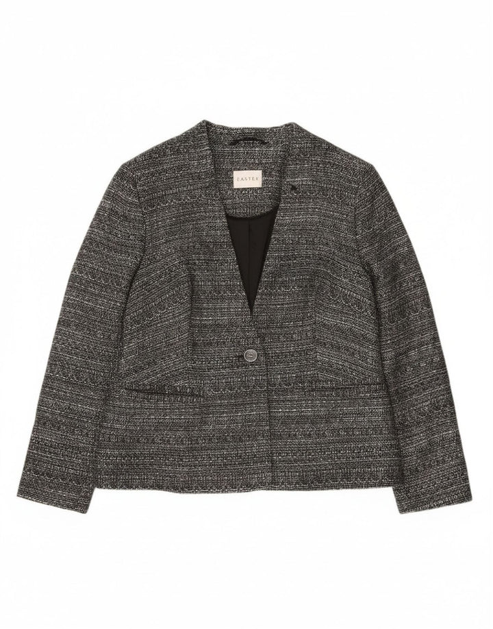 Eastex Womens 1 Button Blazer Jacket UK 12 Medium Grey Flecked Polyester