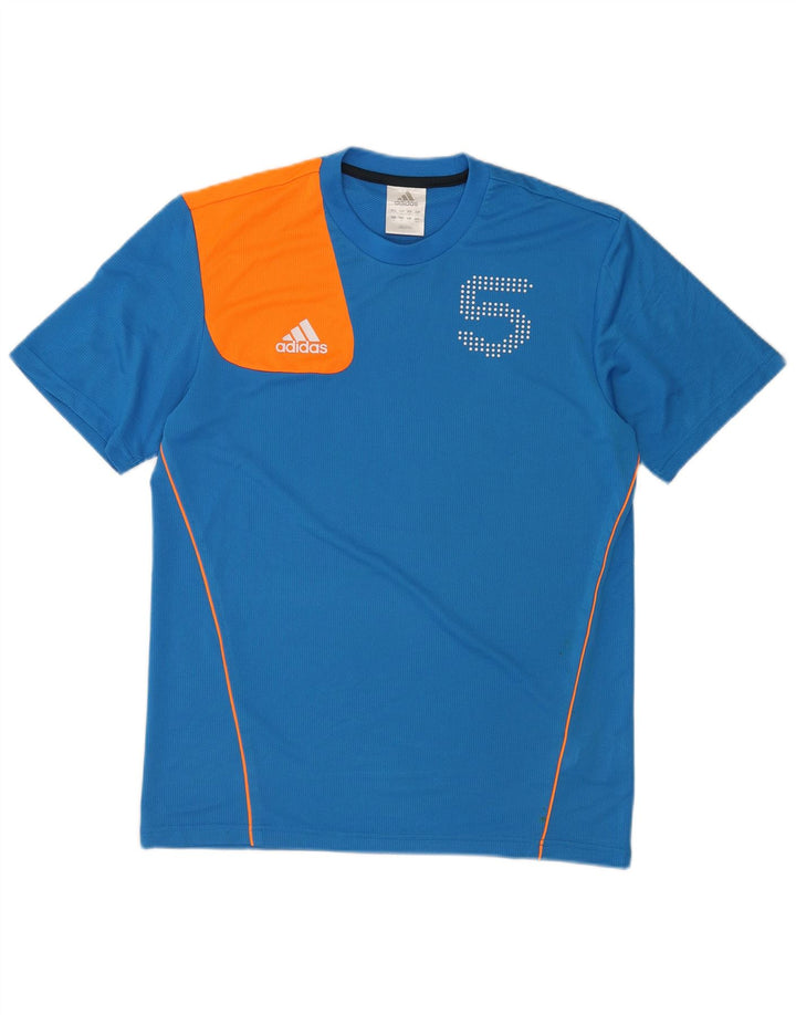 Adidas Mens Graphic T-Shirt Top Medium Blue Colourblock Polyester