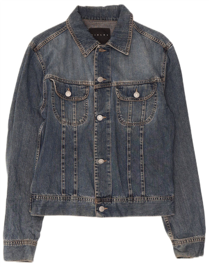 SISLEY Womens Denim Jacket UK 10 Small Blue Cotton