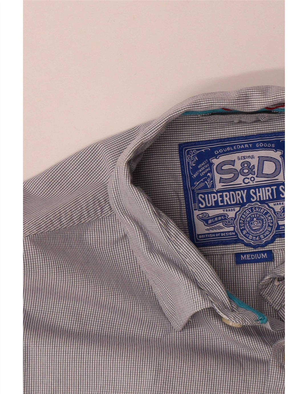 Superdry Mens Shirt Medium Grey Gingham Cotton