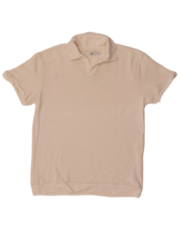 Zara Mens Polo Shirt Small Off White