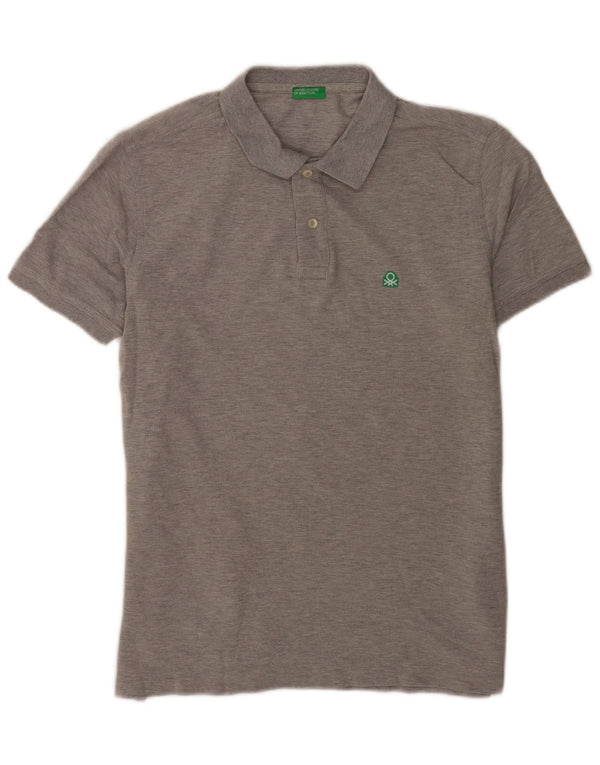 Benetton Mens Polo Shirt Large Grey Cotton