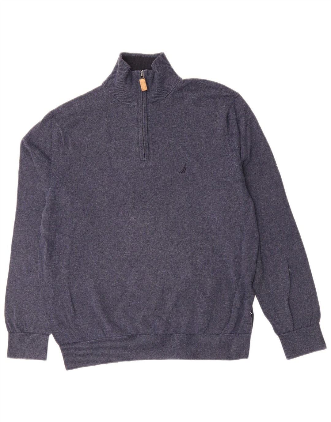 NAUTICA Mens Zip Neck Jumper Sweater Medium Navy Blue Cotton