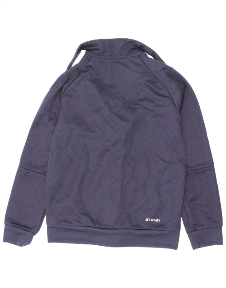 Adidas Boys Aeroready Tracksuit Top Jacket 7-8 Years Navy Blue Polyester