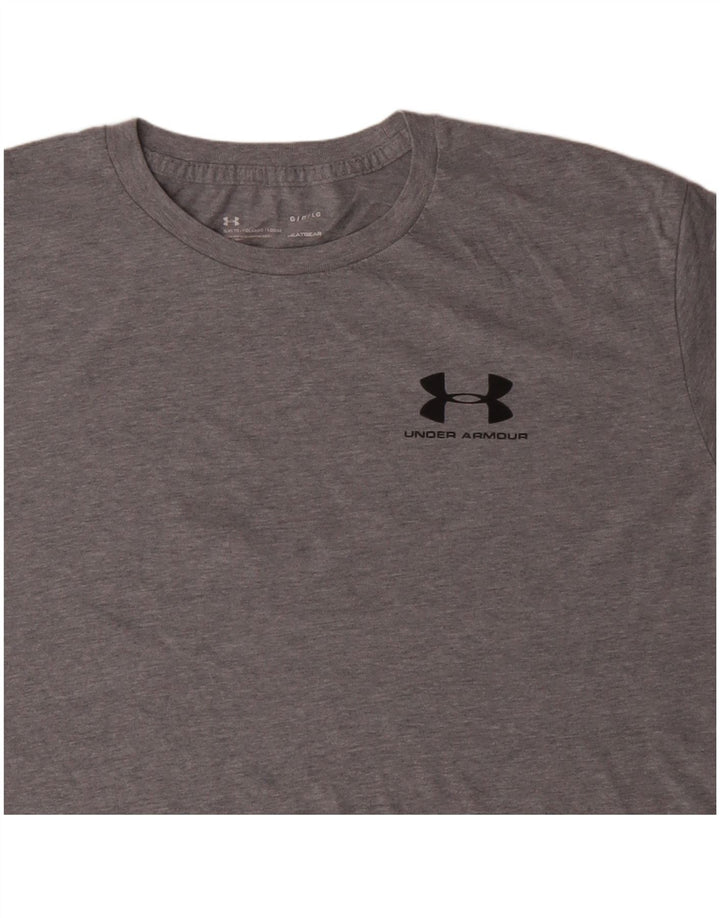 UNDER ARMOUR Mens Heat Gear Top Long Sleeve Large Grey Cotton