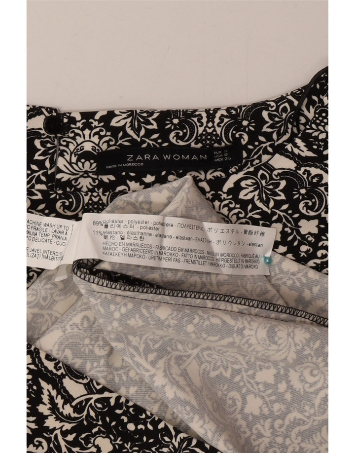 Zara Womens Shift Dress UK 10 Small Black Floral Polyester