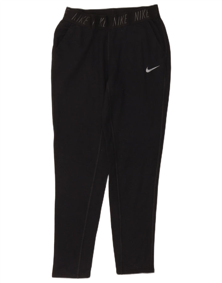 NIKE Womens Dri Fit Graphic Tracksuit Trousers UK 10 Small  Black