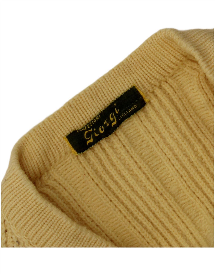 Vintage Mens V-Neck Jumper Sweater Medium Yellow
