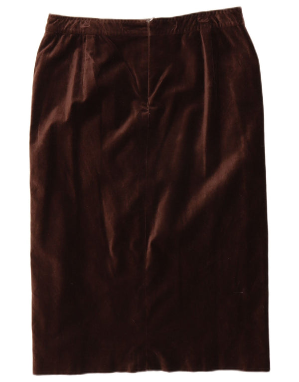 Max Mara Womens Velvet Straight Skirt  W30 Medium Brown Cotton
