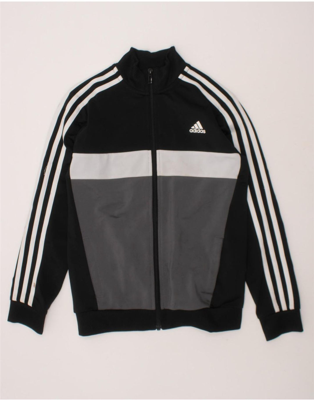 ADIDAS Boys Tracksuit Top Jacket 9-10 Years Black Colourblock Polyester Vintage Adidas and Second-Hand Adidas from Messina Hembry 