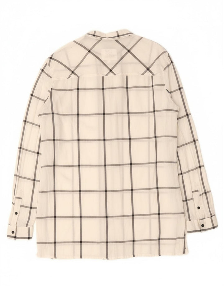 Brugi Womens Shirt UK 14 Medium White Check Cotton
