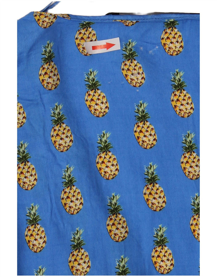 Zara Womens Abstract Pattern 3/4 Sleeve Blouse Top UK 18 XL Blue Viscose