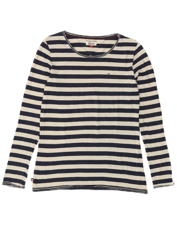 Tommy Hilfiger Womens Top Long Sleeve UK 6 XS Navy Blue Striped