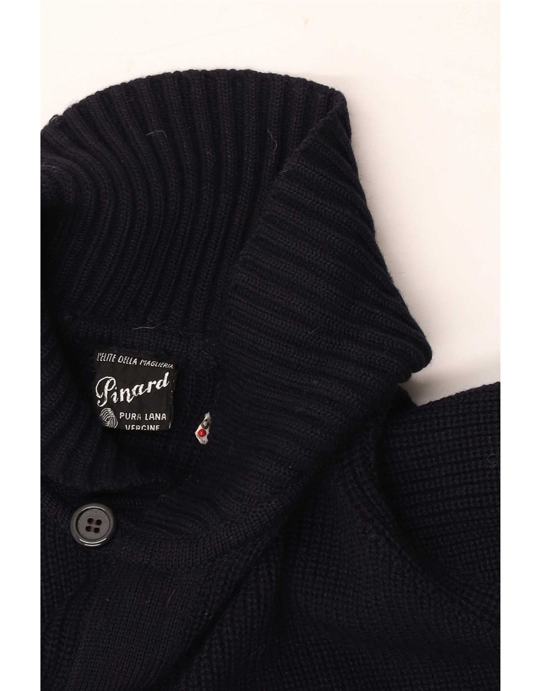 Vintage Mens Cardigan Sweater Medium Navy Blue Virgin Wool