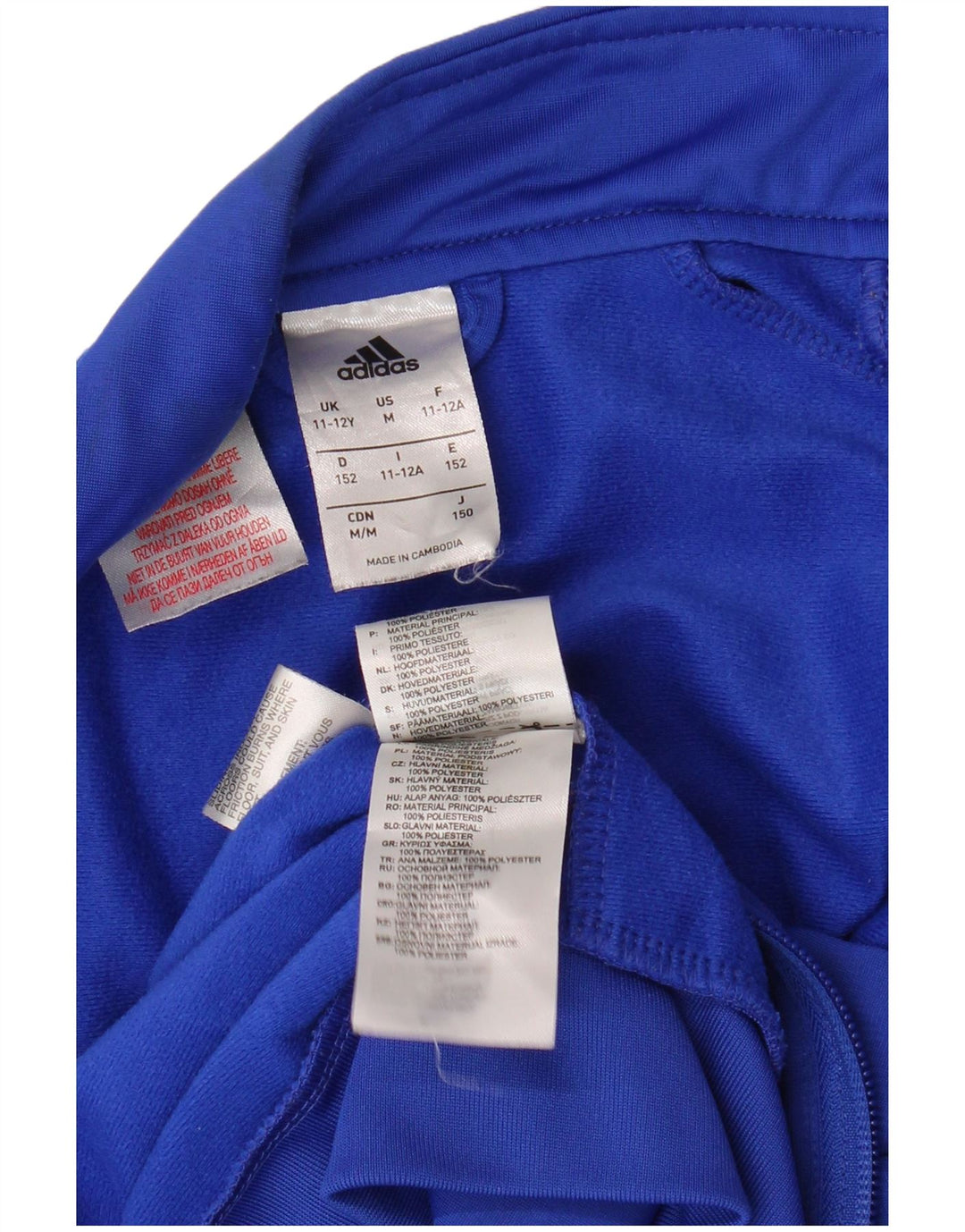 ADIDAS Boys Tracksuit Top Jacket 11-12 Years Blue Polyester