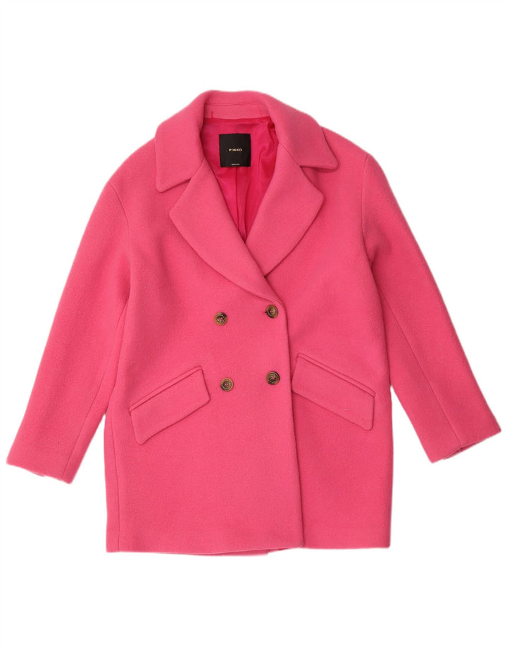 Pinko Womens Oversized Double Breasted Coat UK 6 XS  Pink Wool