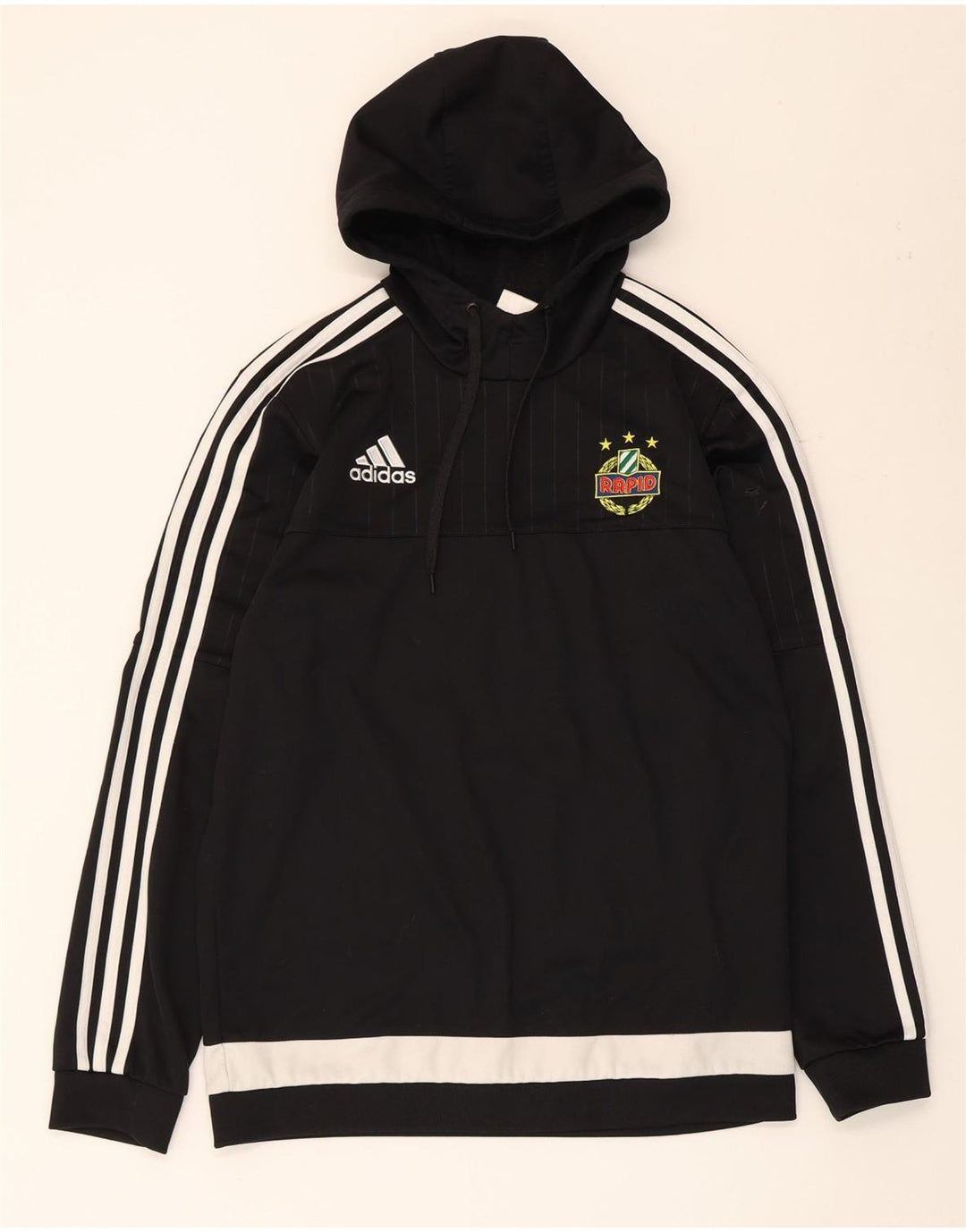 Adidas Mens Graphic Hoodie Jumper Medium Black Colourblock Polyester