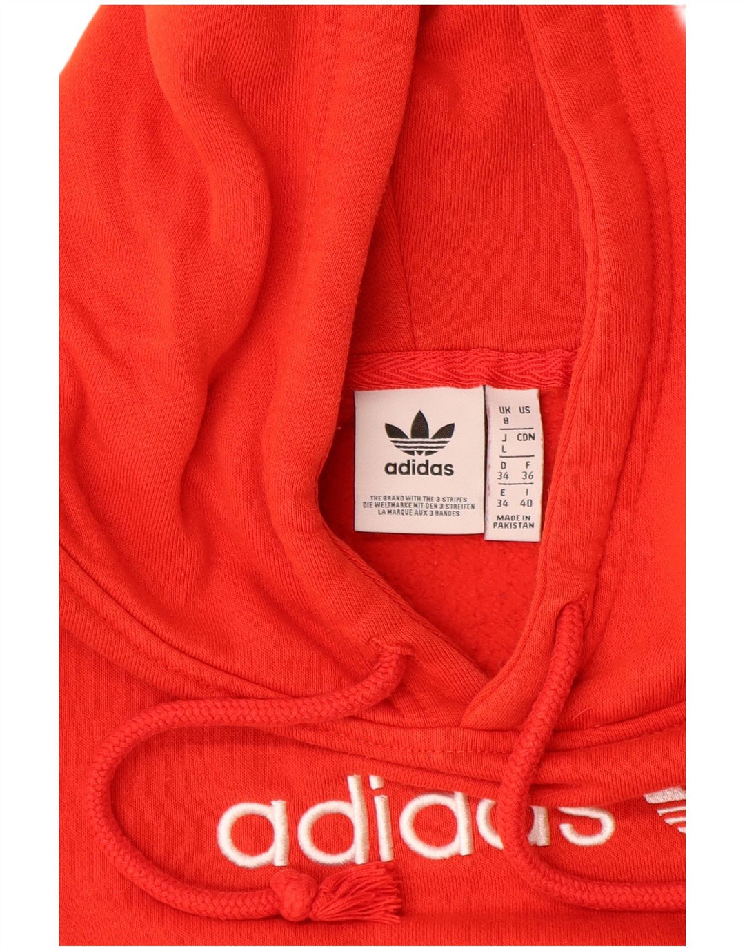 ADIDAS Womens Graphic Oversized Hoodie Jumper UK 8 Small Red Cotton