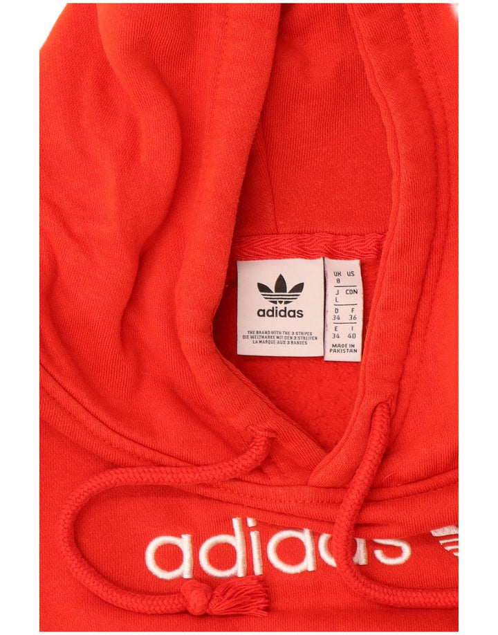 ADIDAS Womens Graphic Oversized Hoodie Jumper UK 8 Small Red Cotton
