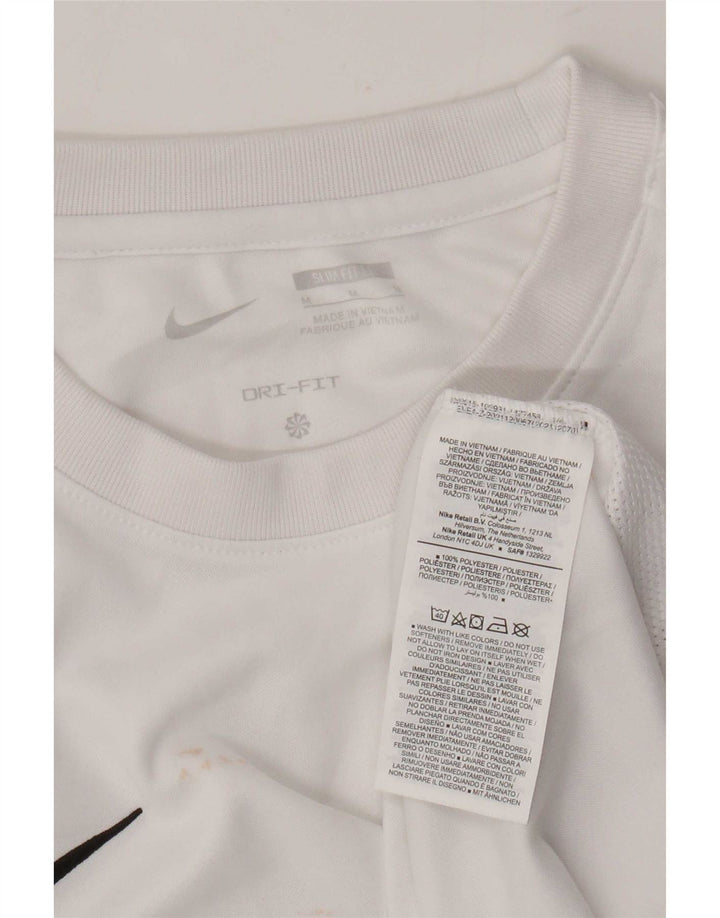 Nike Mens Dri Fit Slim T-Shirt Top Medium White Polyester