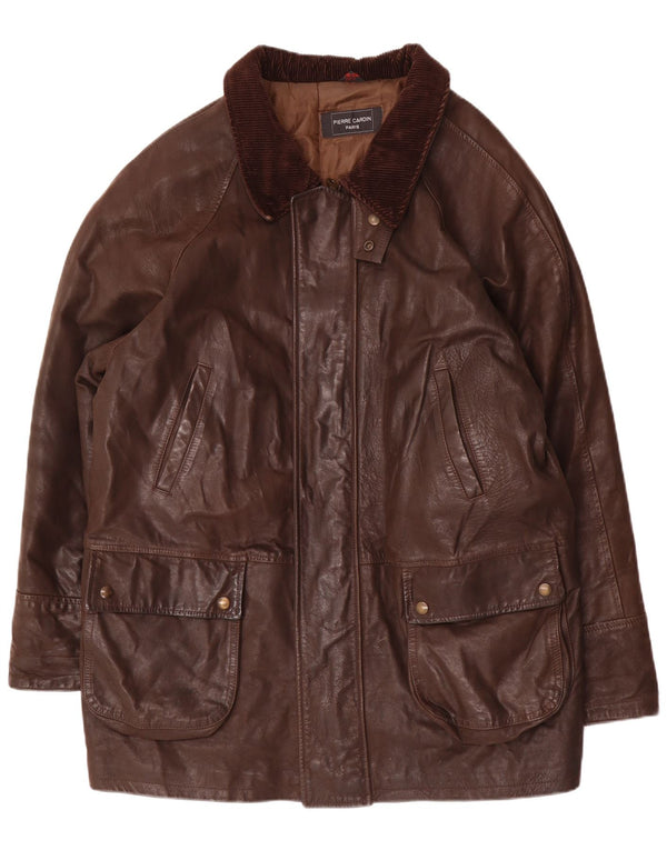 Pierre Cardin Mens Leather Jacket IT 56 3XL Brown