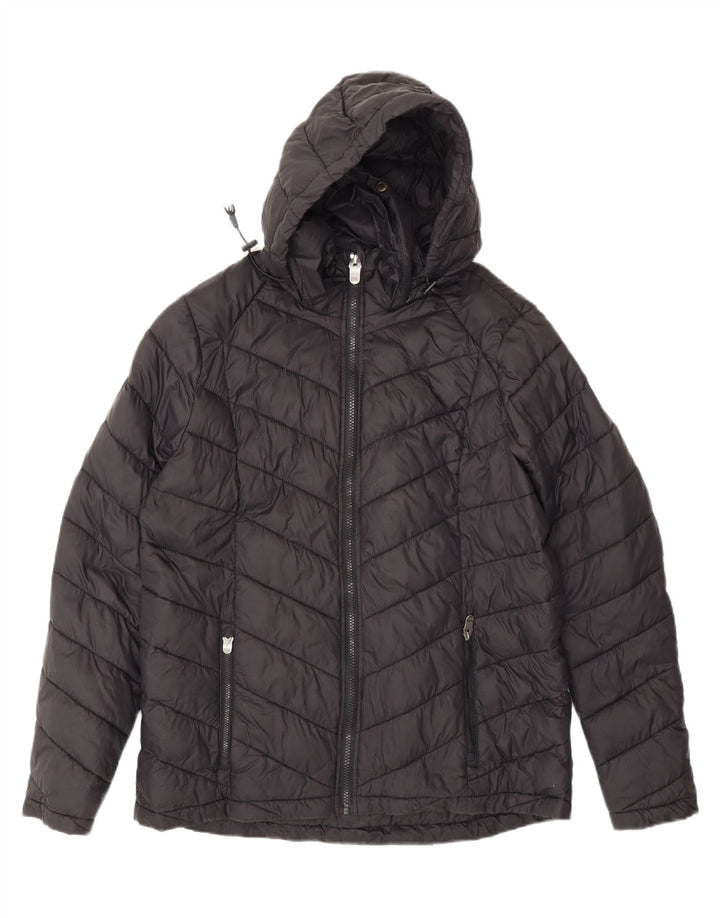 Fat Face Womens Hooded Padded Jacket UK 16 Large  Black Polyamide