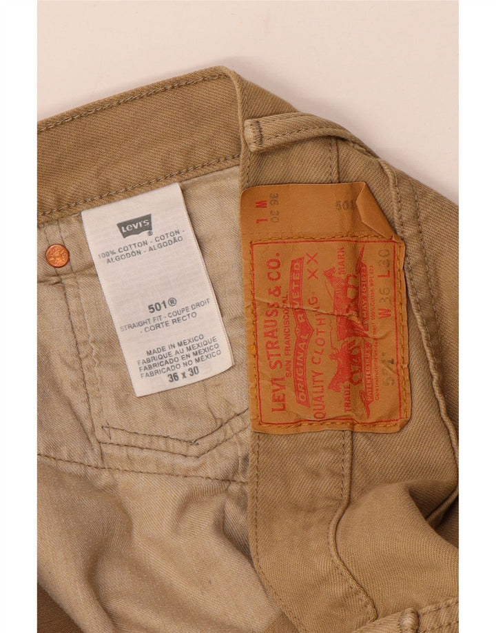 Levi's Mens 501 Straight Jeans W36 L30 Beige Cotton