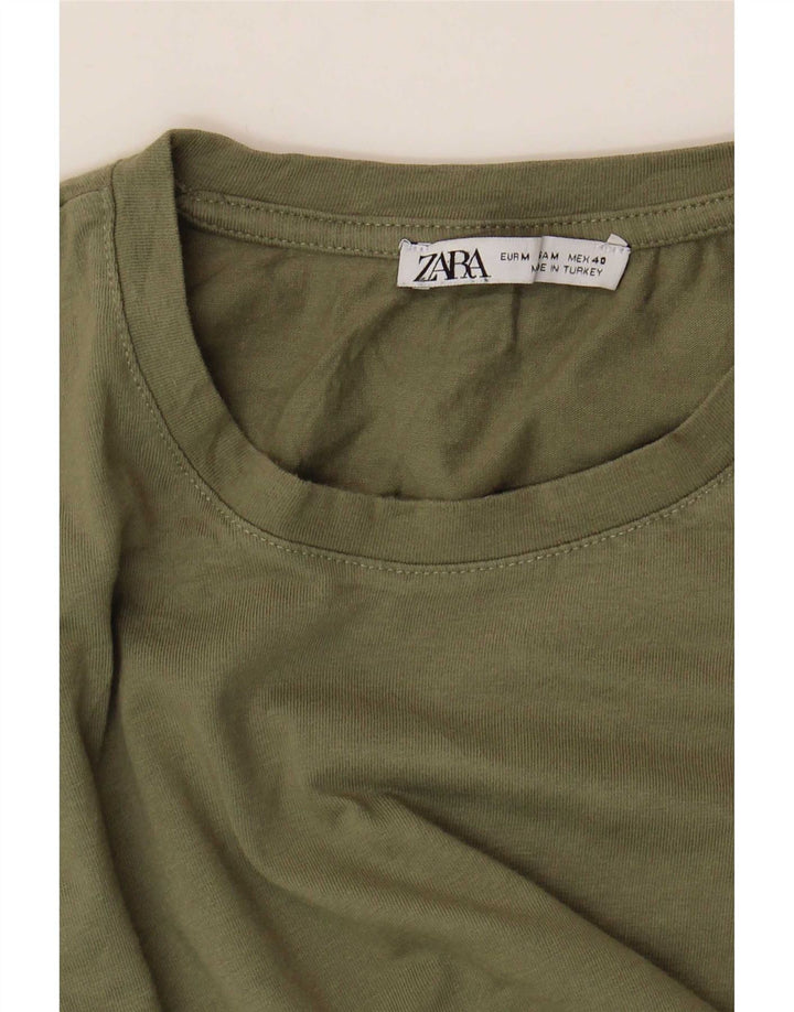 Zara Mens T-Shirt Top Medium Khaki