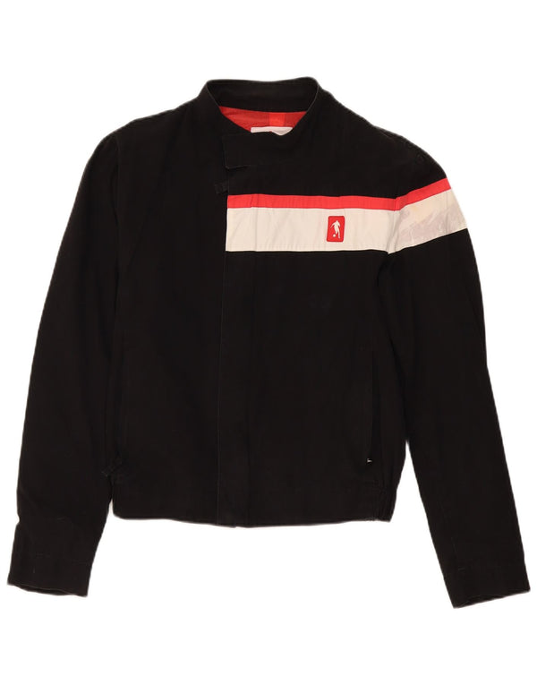 Bikkembergs Womens Bomber Jacket UK 14 Medium Black Colourblock Cotton