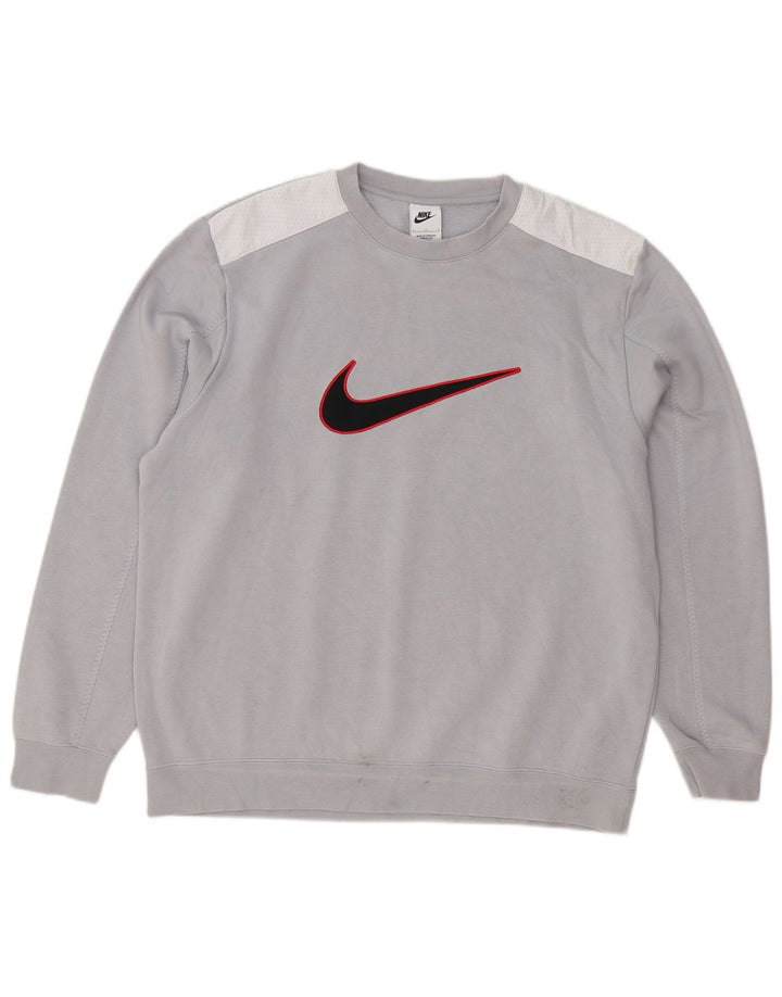 Nike Mens Graphic Sweatshirt Jumper Large Grey Colourblock Polyester