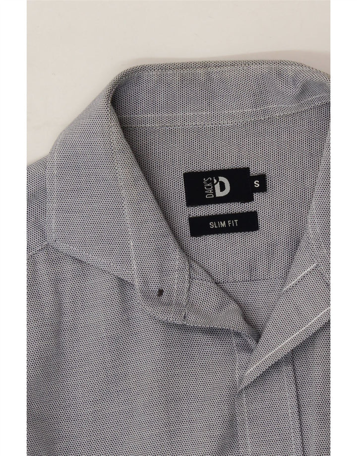 DACK'S Mens Slim Fit Shirt Small Grey Spotted Cotton Vintage Dack's and Second-Hand Dack's from Messina Hembry 