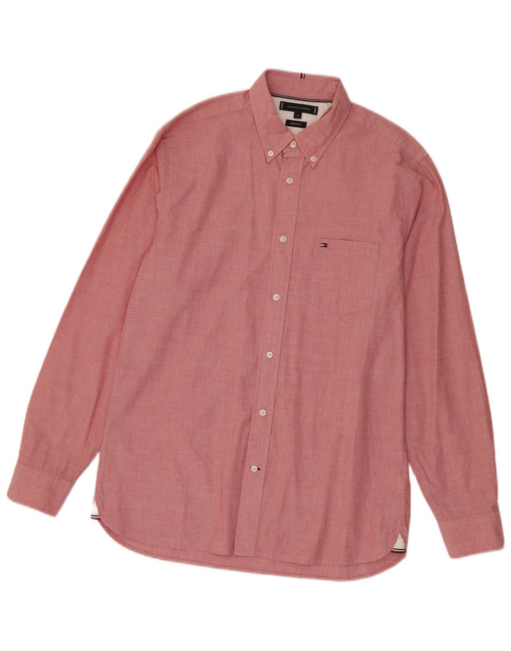 Tommy Hilfiger Mens Regular Fit Shirt Medium Pink Cotton