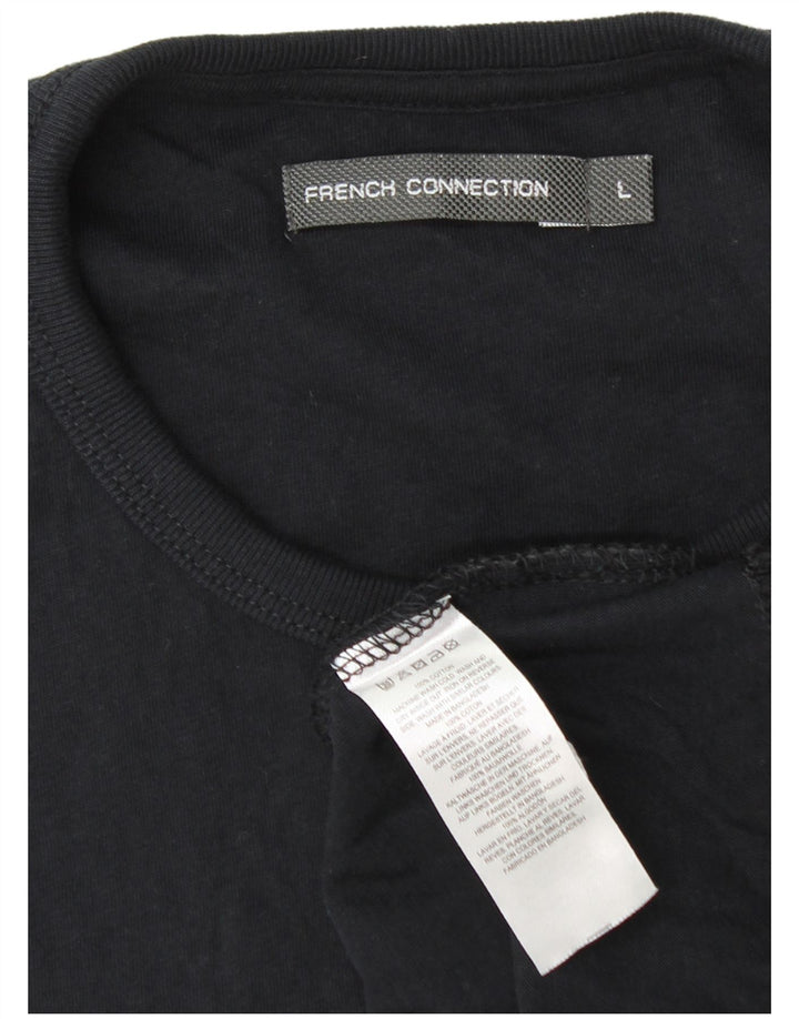 FRENCH CONNECTION Womens T-Shirt Top UK 16 Large Black Cotton