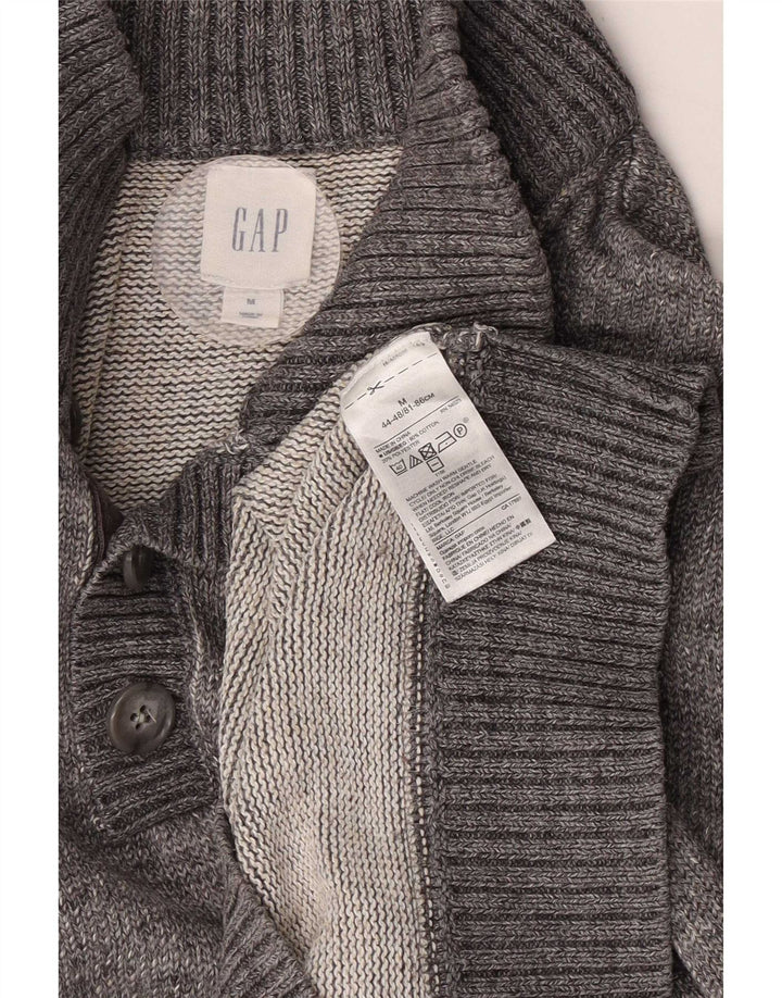 Gap Mens Button Neck Sweatshirt Jumper Medium Grey Flecked Cotton