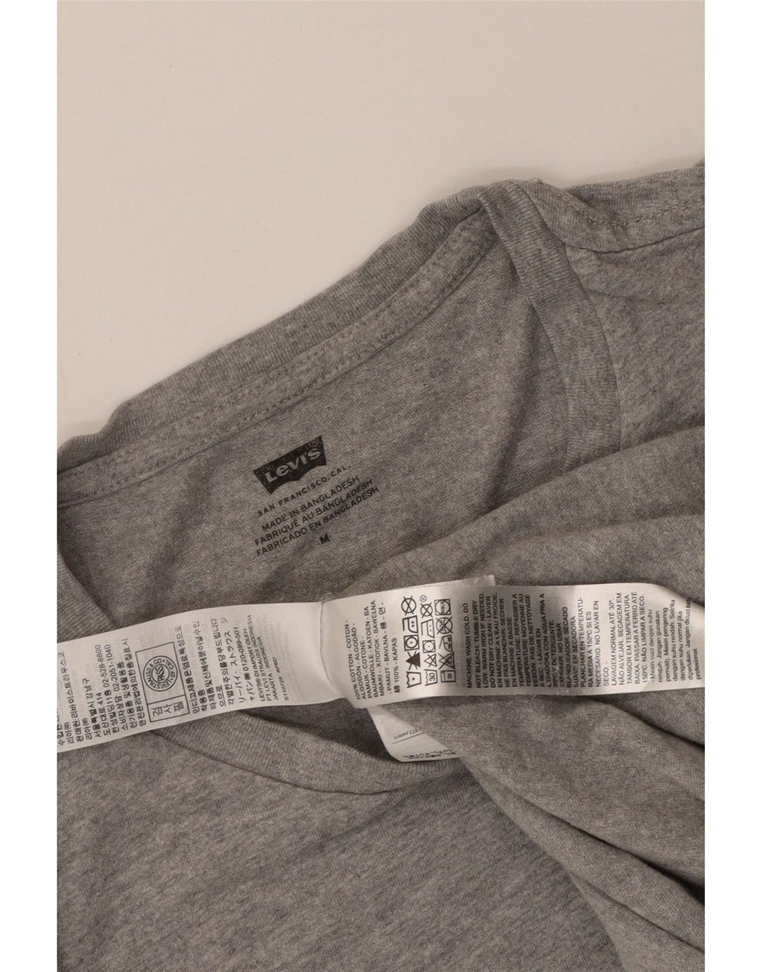 Levi's Mens Graphic T-Shirt Top Medium Grey Flecked Cotton