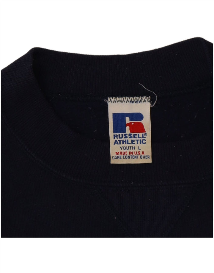 Russell Athletic Boys Sweatshirt Jumper 13-14 Years Large Navy Blue Cotton