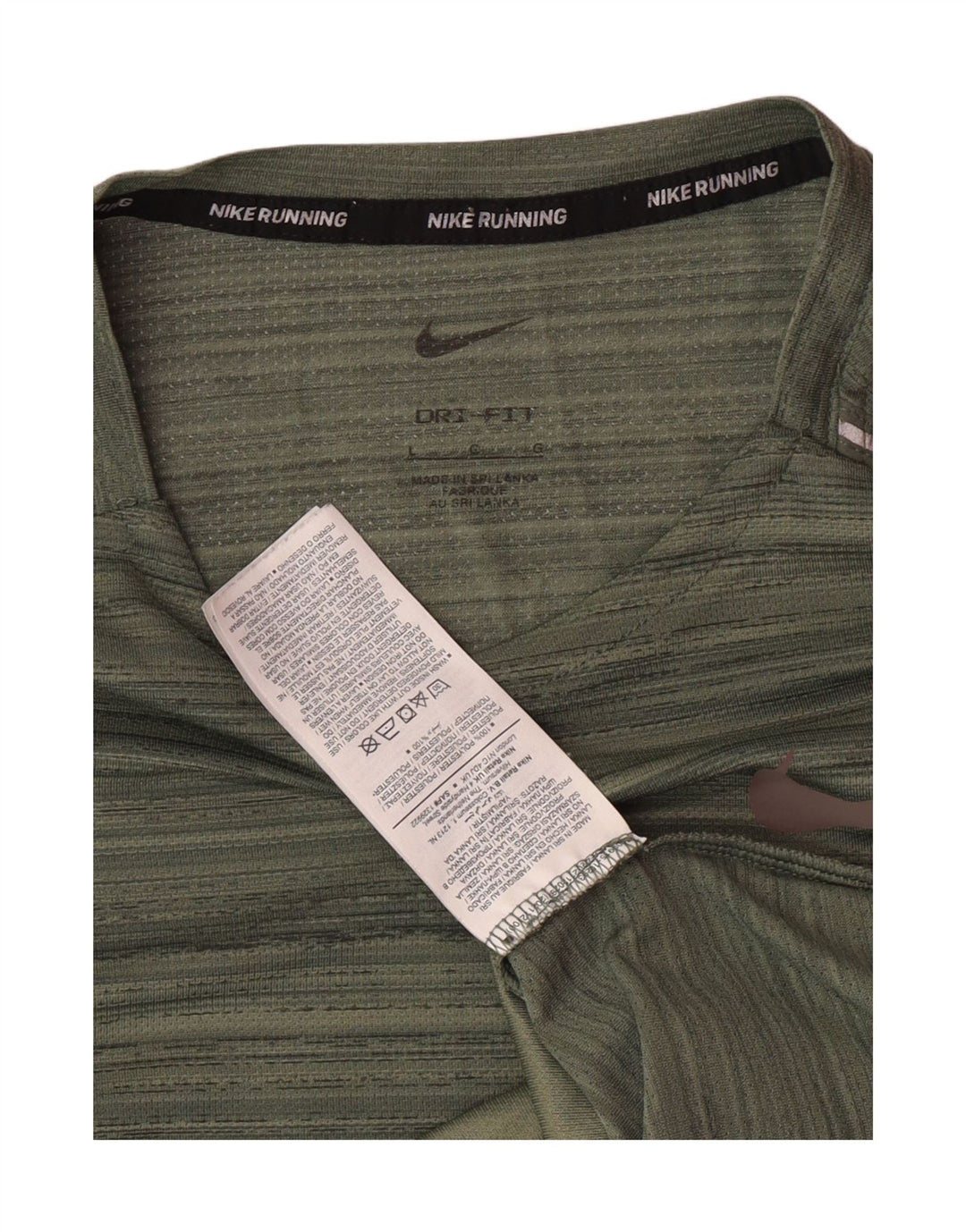 Nike Mens Dri Fit T-Shirt Large Green Striped Polyester