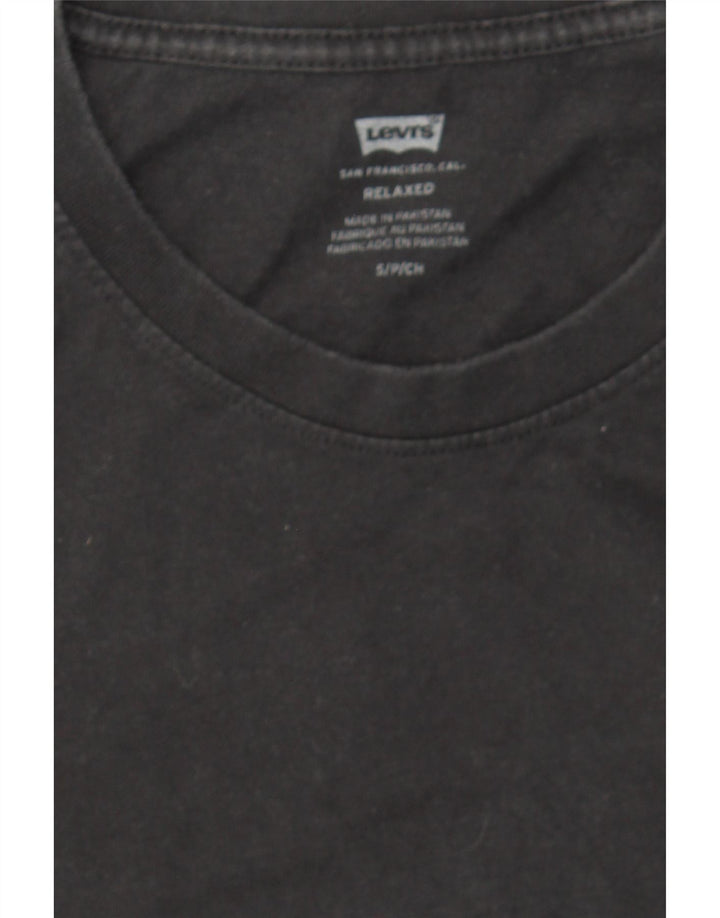 LEVI'S Mens Relaxed Fit Graphic Top Long Sleeve Small Black Cotton Vintage Levi's and Second-Hand Levi's from Messina Hembry 