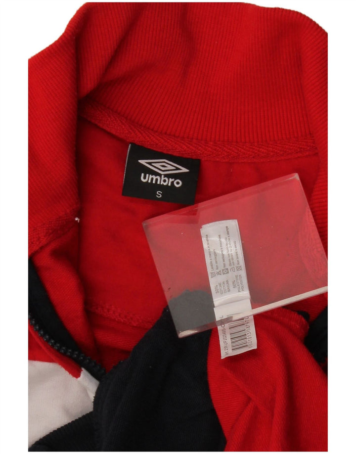 Umbro Womens Tracksuit Top Jacket UK 10 Small Navy Blue Colourblock Cotton