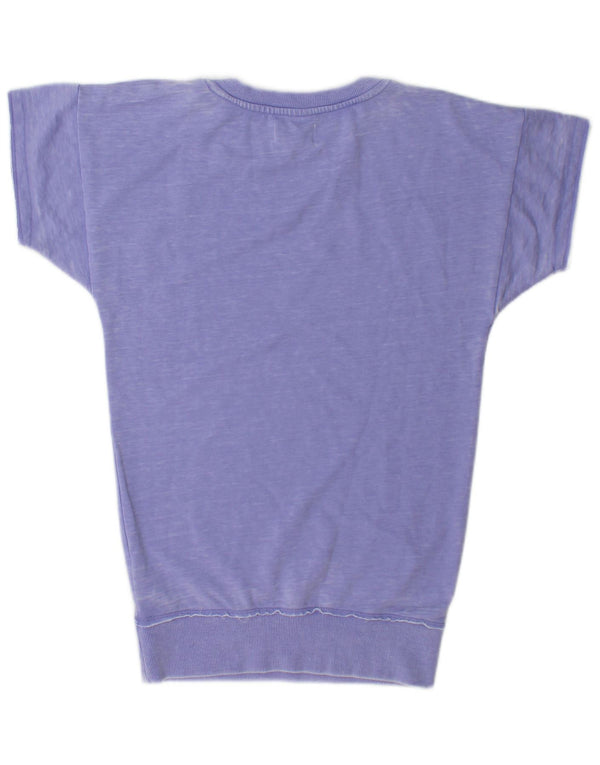 Diesel Womens Short Sleeve Graphic Tunic Top UK 14 Medium Purple Cotton
