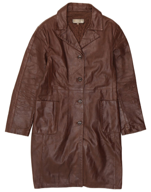 VINTAGE Womens Leather Coat UK 18 XL Brown Leather