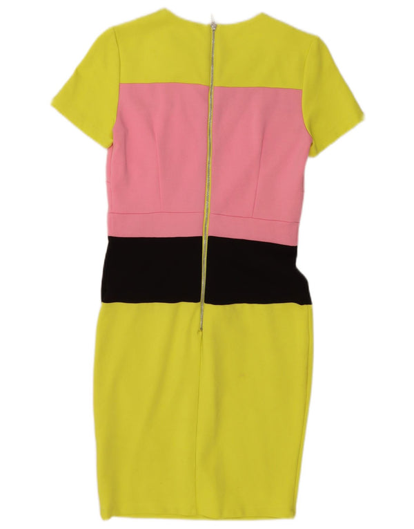 French Connection Womens Sheath Dress UK 10 Small Yellow Colourblock